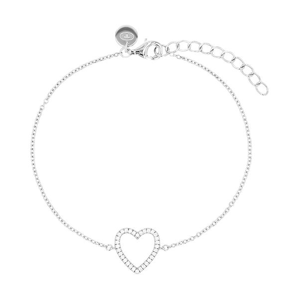 Silberarmband Tom Tailor "Herz", Silberfarben, Weiß, Weiß, ArmbäNder, Damen, 20Cm, Silber 925 (Sterlingsilber), Silberarmband, Mit Zirkonia (Synth.)-image