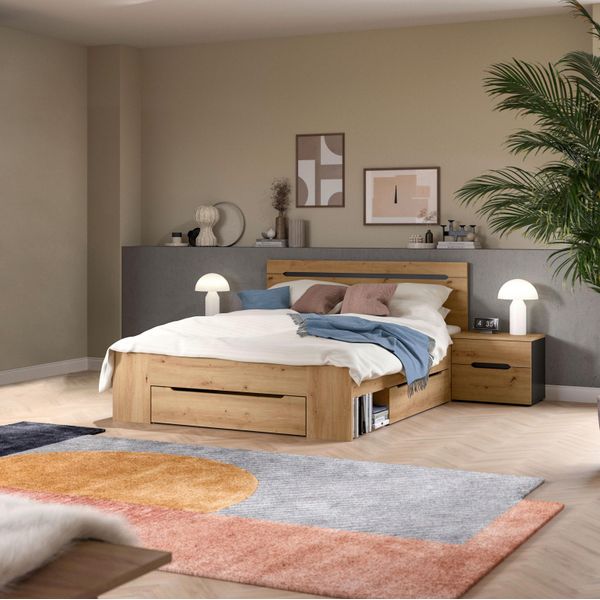 Schlafzimmer Canu 3-Teilig Eiche Artisan, Grau-image