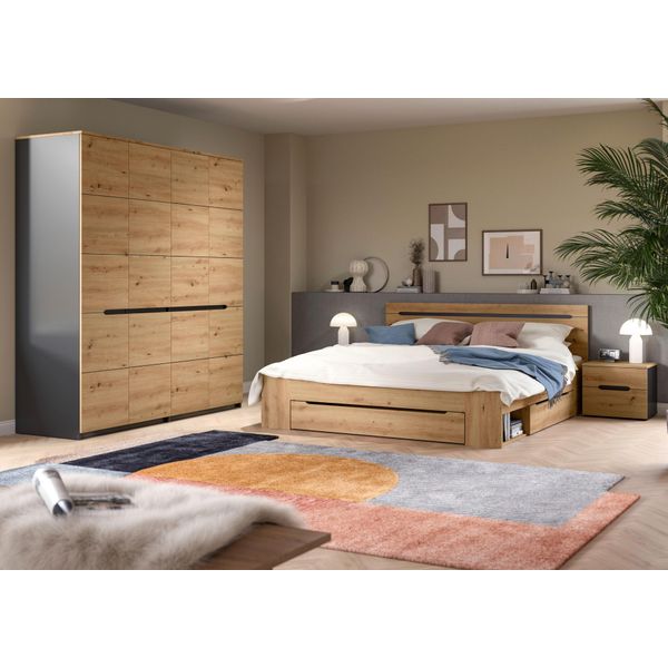 Schlafzimmer 4-Teilig Grau, Eiche Artisan-image