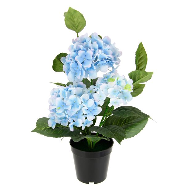 Kunstblume I.Ge.A. "Hortensien", Blau, B:35Cm H:50Cm L:35Cm, Polyester, Kunstpflanzen, KüNstliche Hortensie Im Topf Blume Hortensienbusch KüNstlich Pflanze-image