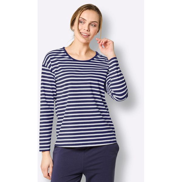 Langarmshirt "Shirt", Damen, Gr. 40/42, Marine, Weiß, Geringelt, 100% Baumwolle, Gemustert, Gestreift, Shirts Langarmshirt-image