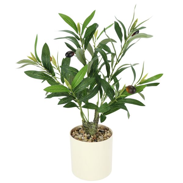 Kunstpflanze I.Ge.A. "KüNstlicher Olivenbaum Mit Schwarzen Oliven Im Topf", GrüN, B:25Cm H:46Cm T:22Cm, Polyester, Kunstpflanzen, Kunstpflanze, 46Cm Kunstpflanze ÖLbaum Baum Kunstbaum Olivenpflanze Dekopflanze-image