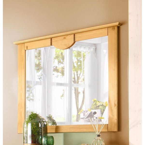 Spiegel Otto Home "Klera", Braun (Kiefer Hell), B:81Cm H:81Cm T:5Cm, Glas, Spiegel, Breite 81 Cm, Aus Massiver Kiefer, Fsc-Zertifiziert-image