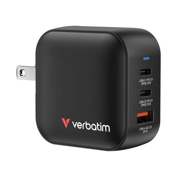 Verbatim Mini Gan Charger 70W 2Xusb-C Pd, 1Xusb-A Qc 3.0 32229-image