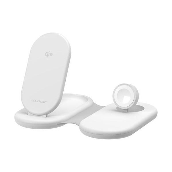 Alogic Packaway 3-In-1 Qi2 Wireless Charging Stand White-image