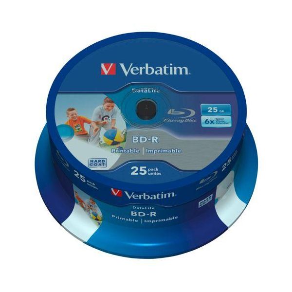 1X25 Verbatim BD-R Blu-Ray 25GB 6X Speed Dl Wide Printable Cb-image