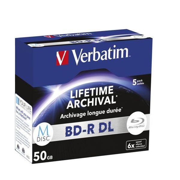 1X5 Verbatim M-Disc BD-R Blu-Ray 50GB 6X Speed, Jewel Case-image