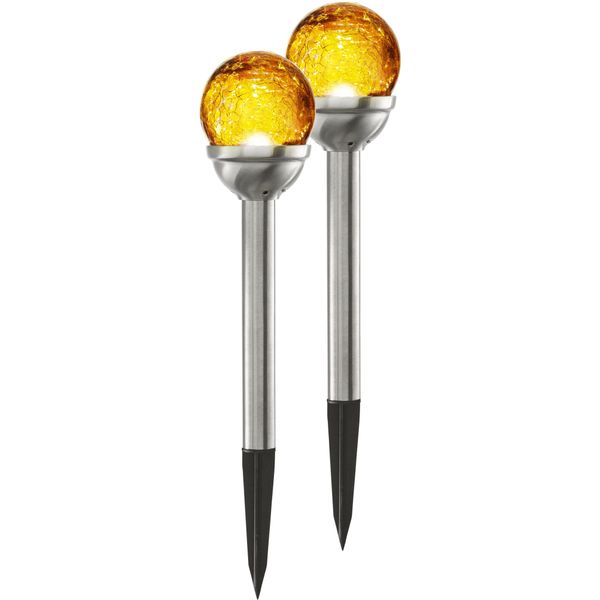 Led Solarleuchte "Solar-Wegleuchte Roma", Amber, B:8Cm H:26,5Cm L:8Cm T:8Cm Ø:8Cm, Parforce Traditional Hunting, Leuchten, DäMmerungssensor, 2Er-Set, Licht Amberfarben, Kompakte Bauform-image