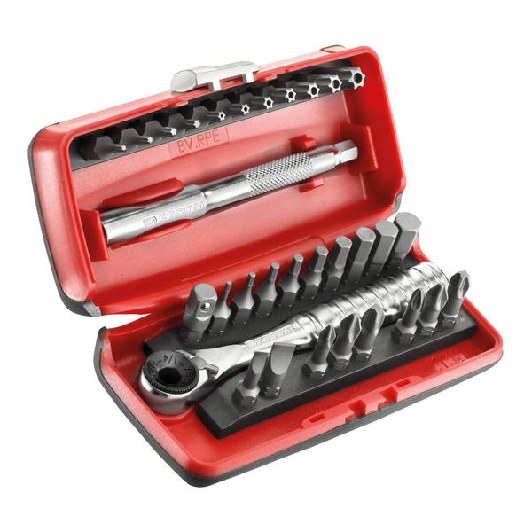 Facom Sortiment 1/4" - Antriebselemente, Bithalter, Bits Serie 1, Umschaltknarre Ultrakompakter Kasten, 41-Tlg. (R.PEJ31)-image
