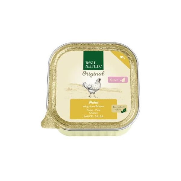 Real Nature Original Nourriture Humide Pour Chat, Kitten, RagoûT, Au Poulet Et Aux Haricots Verts 16X100 G-image