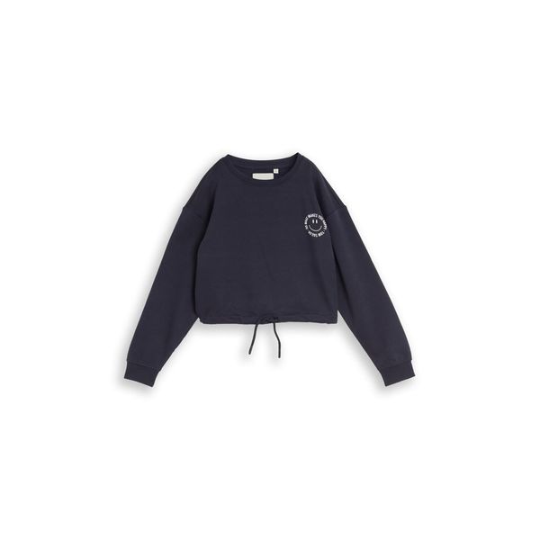 Tom Tailor MäDchen Cropped Sweatshirt Mit Print, Blau, Uni, Gr. 176-image
