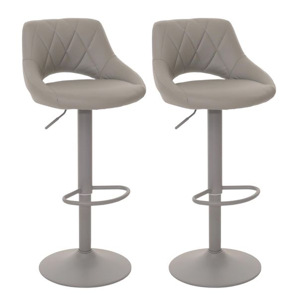 2Er-Set Barhocker MCW-N64, Barstuhl Tresenhocker, FußAblage Drehbar, Kunstleder Metall ~ Grau-image