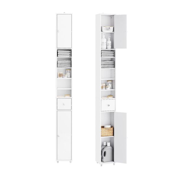 Hochschrank Schmal Badschrank Weiß 20X180X20Cm-image
