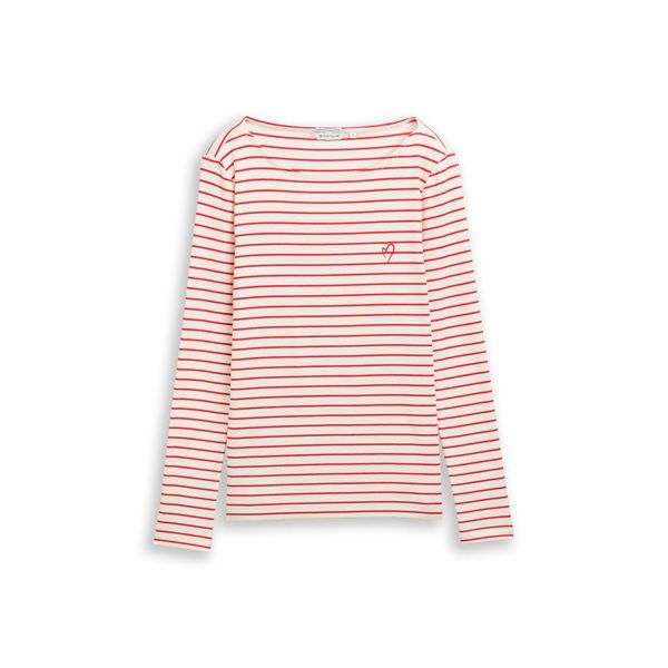 Tom Tailor Damen Langarmshirt Mit Streifenmuster, Rot, Gestreift, Gr. Xs-image