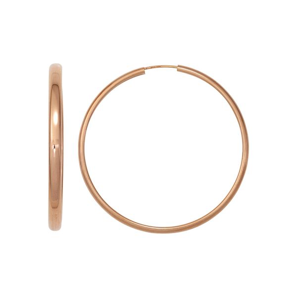 Paar Creolen Jobo, Rosa (RoséGoldfarben), Ohrringe, Damen, 49,5Mm, Silber 925 (Sterlingsilber), Rund 925 Silber RoséGold Vergoldet-image
