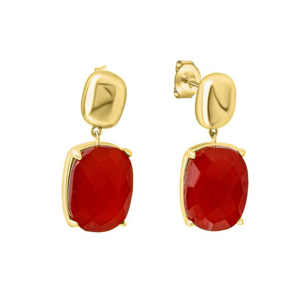 Paar OhrhäNger Celesta "925 Sterling Silber Vergoldet Chalcedon", Gelb (Gelb, Rot), Ohrringe, Damen, One-Size, Silber 925 (Sterlingsilber)-image