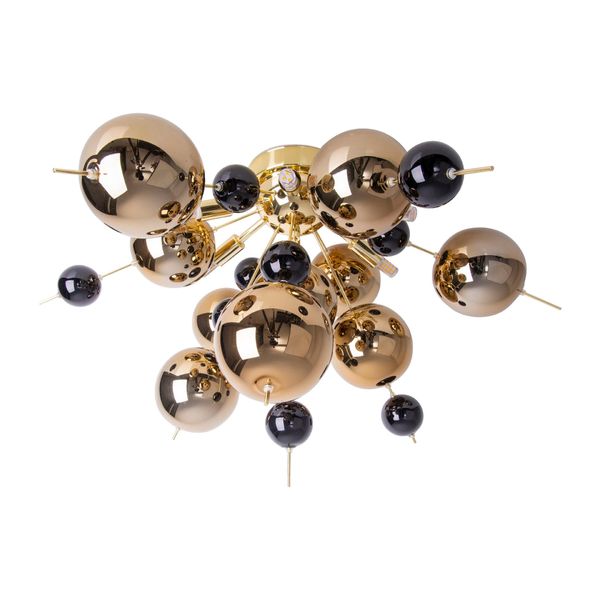 NÄVe Deckenleuchte "Explosion", Goldfarben, Schwarz, 6, Ø 10Cm H: 38Cm, 1 Stk., Leuchten, Halbrund, Glaskugeln An MetallstäBen, Exkl. 6X G9, Deckenleuchte-image