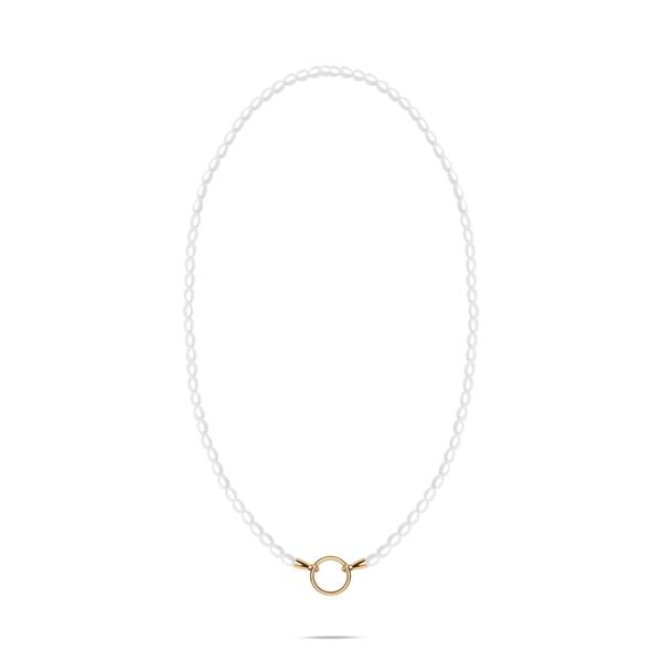 Perlenkette Tamaris "Pearl Charms", Gelbgoldfarben, Weiß, Halsketten, Damen, Edelstahl Perlen, L: 45 B: 4,36Mm, Edelstahl, Perlen, Perlenkette, Mit Glasperle, B:4,36Mm-image