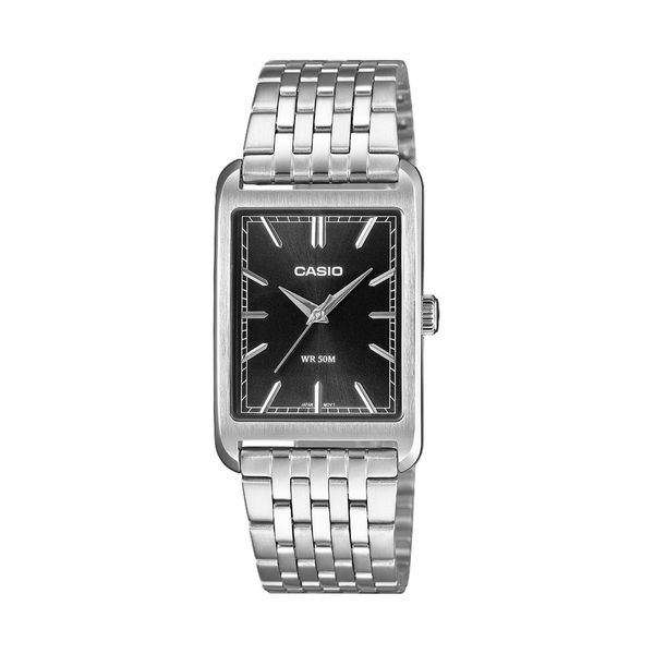 Quarzuhr, Edelstahlfarben, Schwarz, Casio Timeless Collection, Armbanduhren, Herren, Quarzuhr, Armbanduhr, Herrenuhr, Edelstahlarmband, Analog-image