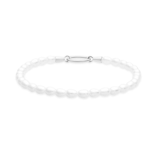 Armband Tamaris "Pearl Charms", Edelstahlfarben, Weiß, ArmbäNder, Damen, 18Cm, Edelstahl Perlen, Edelstahl, Perlen, Armband, Mit Glasperle-image