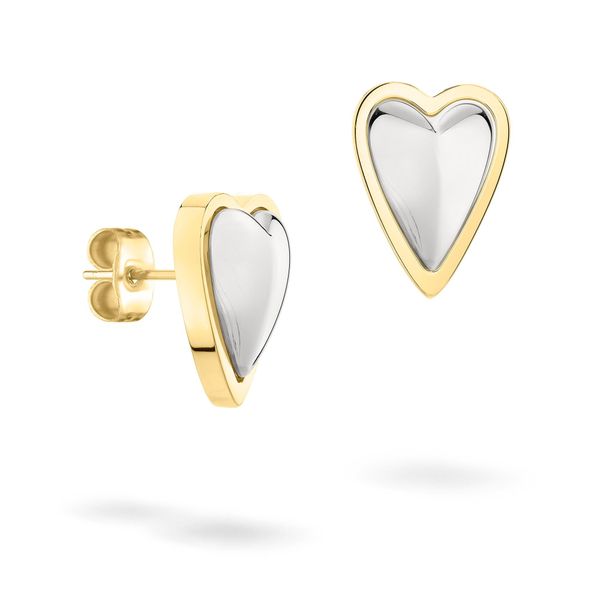 Paar Ohrstecker Liebeskind Berlin "Metal Heart, Herz", Edelstahlfarben, Gelbgoldfarben, Ohrringe, Damen, Edelstahl-image