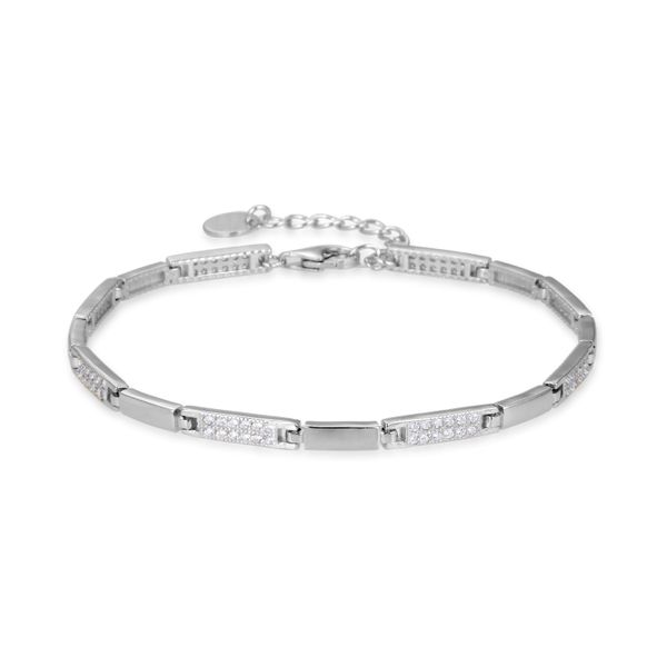 Luxenter Armreif, Kinusi Aus 925Er Sterlingsilber Und Rhodinierten, GläNzenden Zirkonias-image
