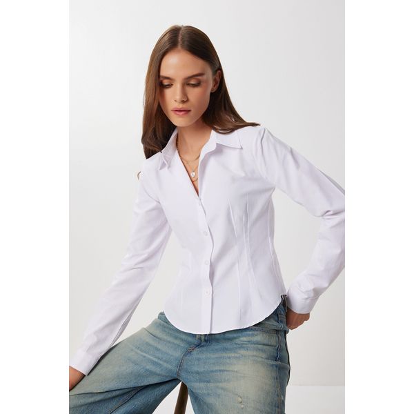 LangäRmliges Popeline-Hemd Mit Knopfleiste-image