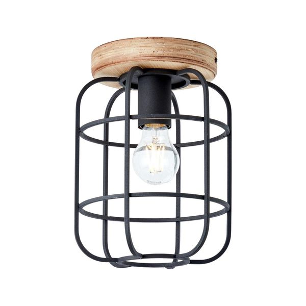 Brilliant Lampe, Gwen Deckenleuchte 1Flg Antik Holz/Schwarz Korund, Metall/Holz, 1X A60, E27, 40W,Normallampen (Nicht Enthalten)-image