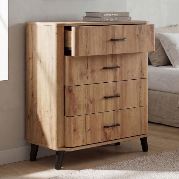 Kommode MCW-P42, Sideboard Schrank Anrichte, 4 Schubladen, Mdf 92X80X40Cm ~ Wotan-Eiche-Optik-image