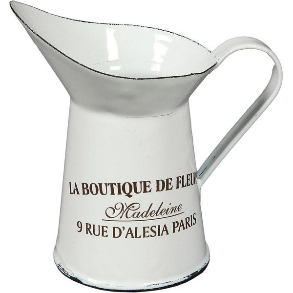 Kanne Ambiente Haus "Krug Aus Emaille Klein In Antikweiß", Weiß, B:11Cm H:12Cm, Emaille, Kannen, Karaffe-image