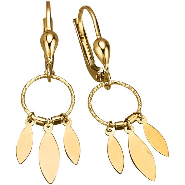 Paar OhrhäNger Firetti "Schmuck Geschenk Gold 375 Ohrschmuck Ohrringe Federn", Gold (Gelbgoldfarben), Ohrringe, Damen, Gelbgold 375-image