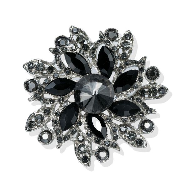 Brosche Firetti "Schmuck Geschenk Kupfer Ansteckschmuck Blume", Silberfarben, Grau, Schwarz, Grau, Schwarz, Broschen, Damen, Kupfer, Brosche-image