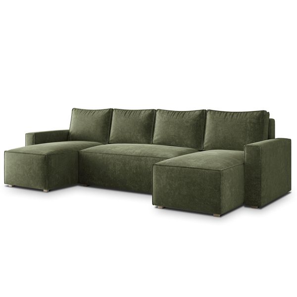 Wohnlandschaft Aspra Lm GrüN Chenille Mit Schlaffunktion-image