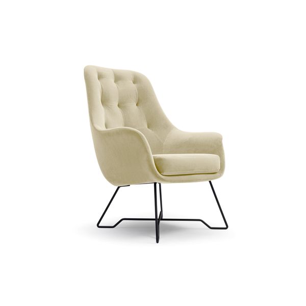 Sessel Seduta, Modern Polstersessel Loungesessel, Velours-Stoff Creme-image