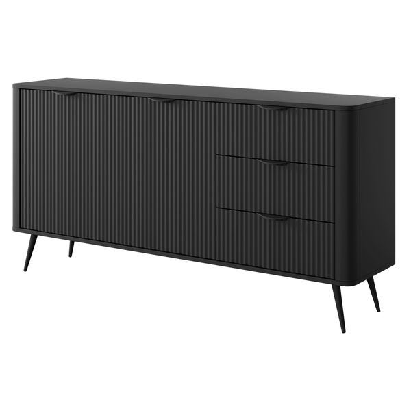 Sideboard Lantana 163/81/38 Cm Mit 3 Schubladen Und 2 TüRen Schwarz-image