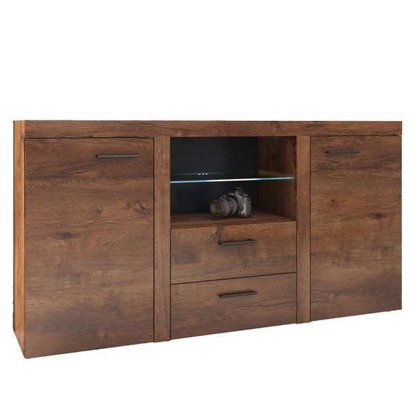 Sideboard Ritmo 156X40X82 Cm Mit 2 Schubladen Und 2 TüRen Braun-image