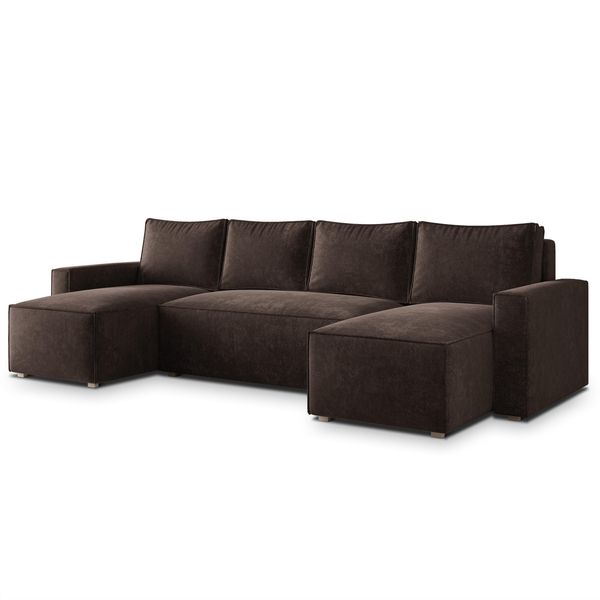 Wohnlandschaft Aspra Lm Braun Chenille Mit Schlaffunktion-image