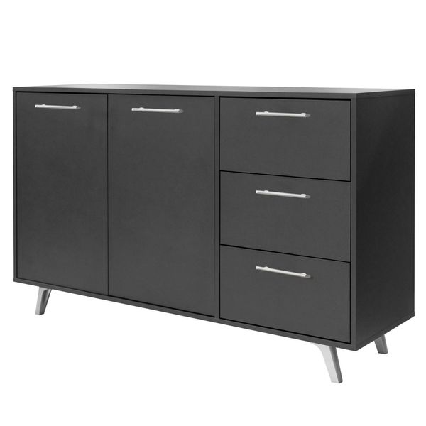 Kommode Elise 140/86/41Cm Mit 3 Schubladen 2 TüRen Graphitfarben-image