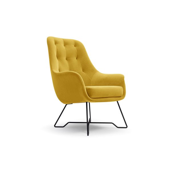 Sessel Seduta, Modern Polstersessel Loungesessel, Velours-Stoff Gelb-image