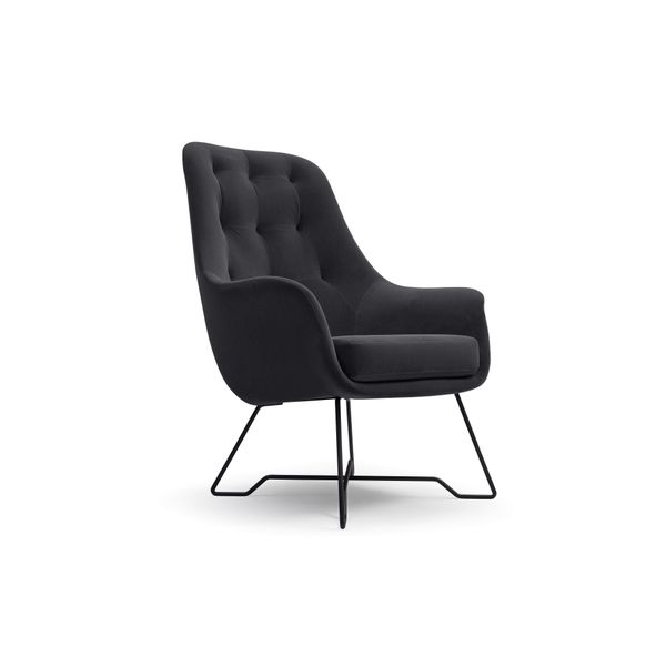 Sessel Seduta, Modern Polstersessel Loungesessel, Velours-Stoff Schwarz-image