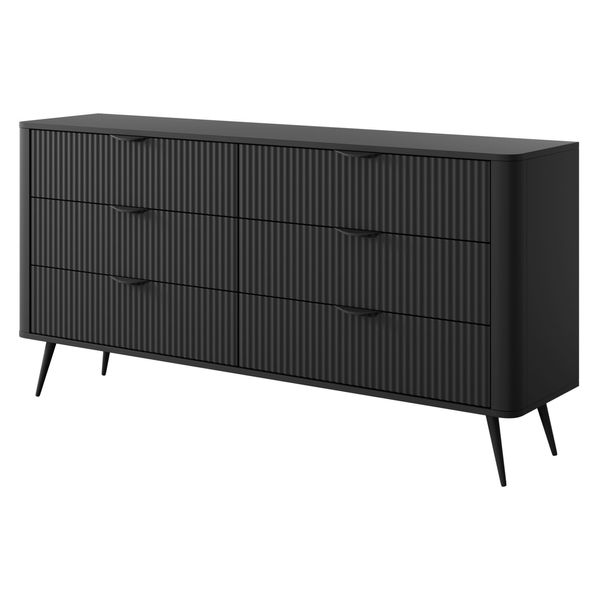 Sideboard Lantana 163/18/38 Cm Mit 6 Schubladen Schwarz-image