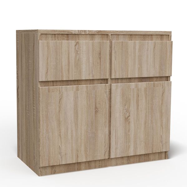 Kommode Meraviglia 80/85/33 Cm Mit 2 Schubladen 2 TüRen Sonoma Eiche-image