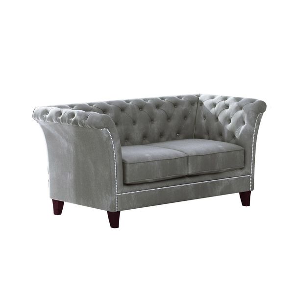 CHESTERFIELD-SOFA 2-Sitzer Fusion Grau Samt-image