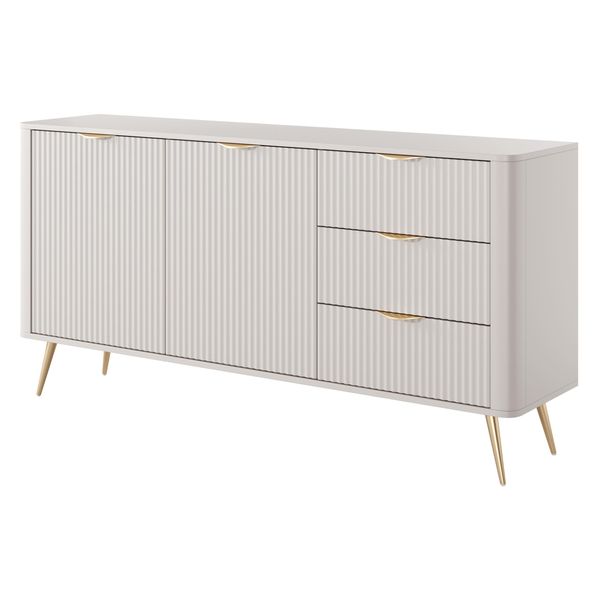 Sideboard Lantana 163/81/38 Cm Mit 3 Schubladen Und 2 TüRen Beige-image
