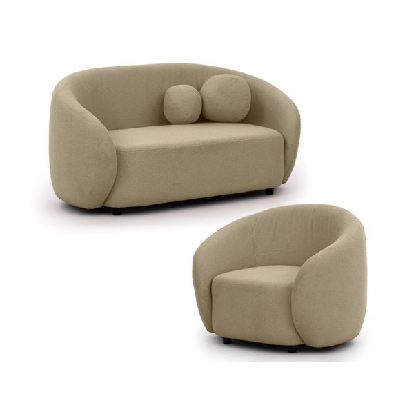 Sitzgarnitur 2+1 Roundi Beige Bouclé-image