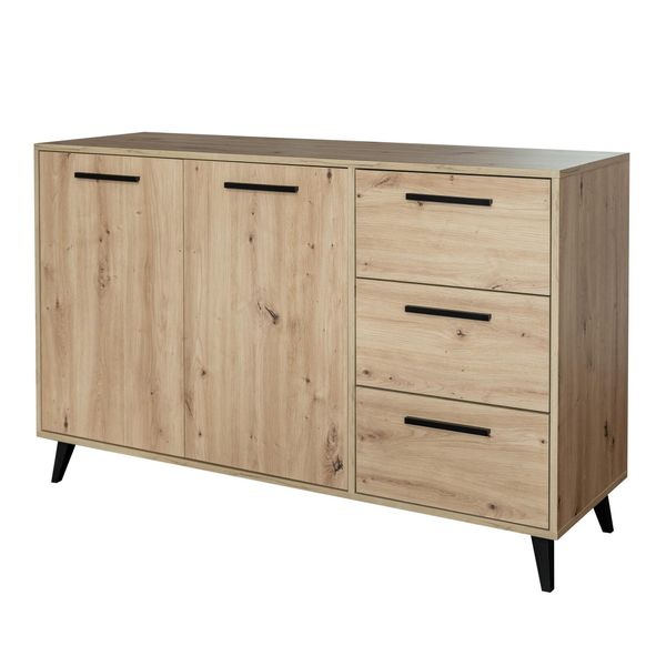 Kommode Fiora 140/86/41Cm Mit 3 Schubladen 2 TüRen Eiche Artisan-image