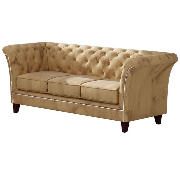 CHESTERFIELD-SOFA 3-Sitzer Fusion Beige Samt-image