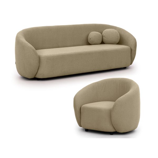 Sitzgarnitur 3+1 Roundi Beige Bouclé-image