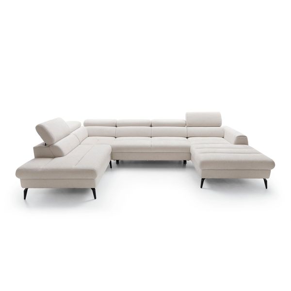 Wohnlandschaft Note Creme Chenille Mit Schlaffunktion-image