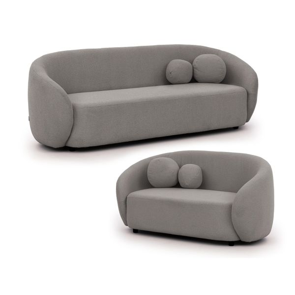 Sitzgarnitur 3+2 Roundi Grau Bouclé-image